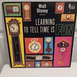 Vintage 1963 Walt Disney Learning To Tell Time Is Fun Record 60s Classic Antique